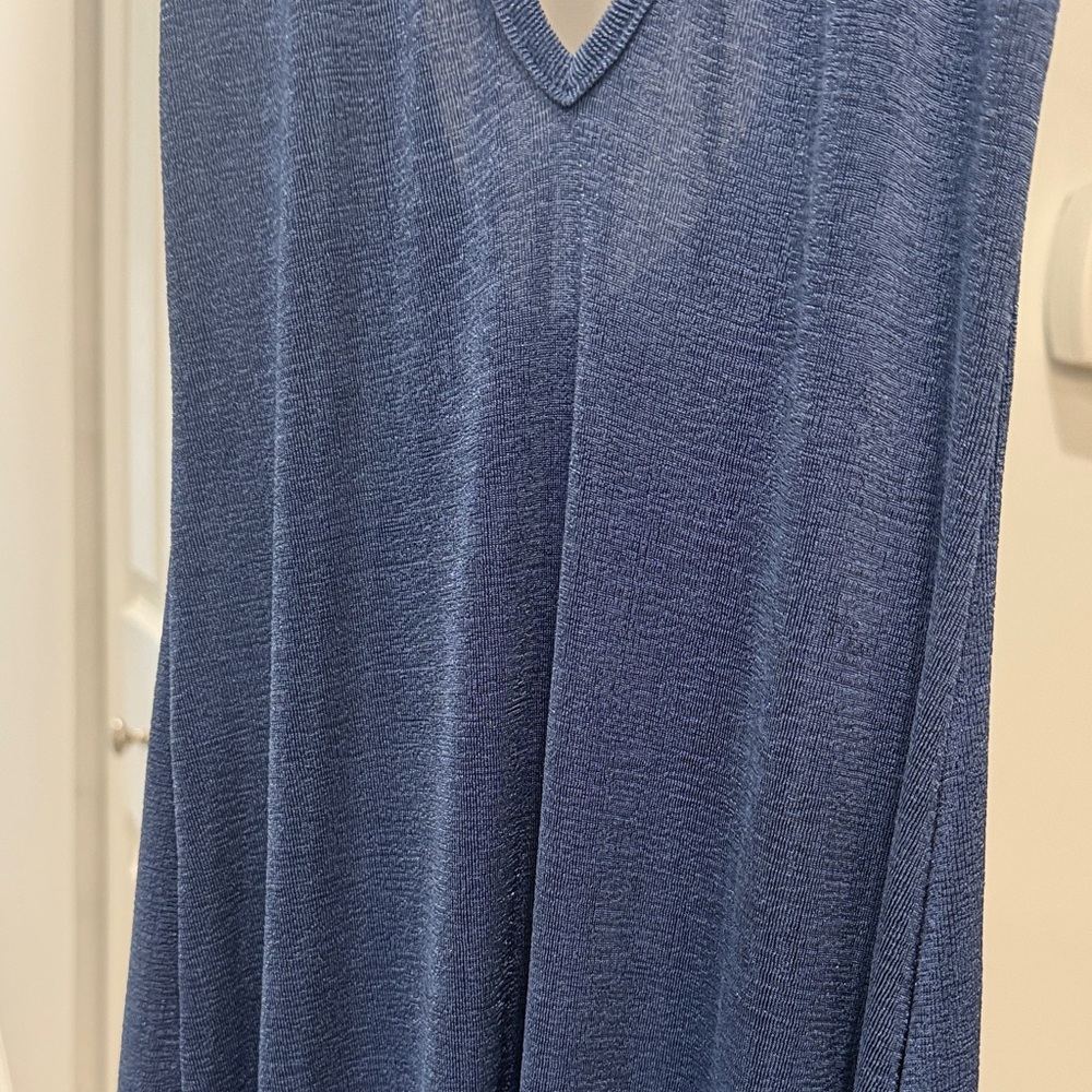 Beginning Boutique - Paige Blue Deep Plunge Midi Dress - Picture 3 of 8